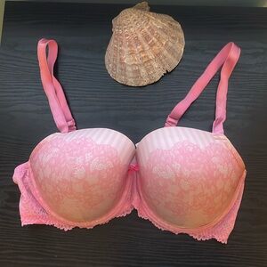 VS Dream Angels Demi Bra Signature Pink Lace 40E (DD) Lightly Lined